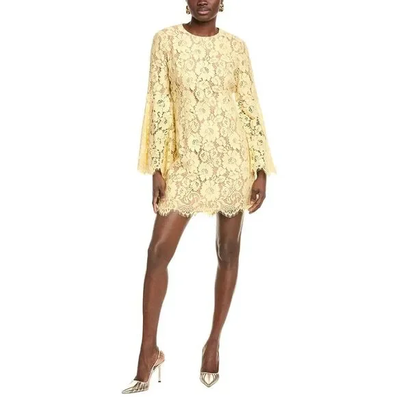 chinese dress ladies MICHAEL KORS Size 4 Yellow Mustard Cotton Blend Lace A-Line Cocktail D   Sui Generis Designer Consignment